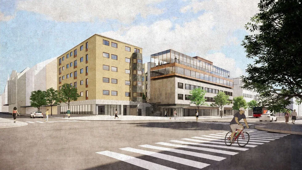 Påbyggnaden på Coophuset (fd Netto) vid Drottninggatan är det som kommer att synas mest om detaljplanen för kvarteret Doppingen går igenom.