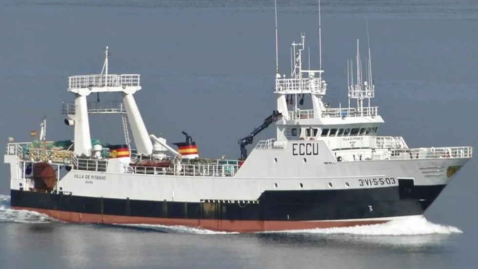 Arkivbild på den sjunkna spanska fiskebåten Villa de Pitanxo, distribuerad av Spaniens regering. Arkivbild.