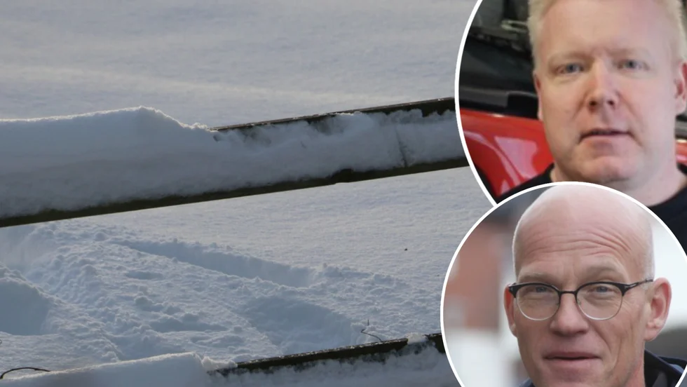 Från trädgård till trädgård på Ekenäsgatan kan man följa de nattliga besökarnas färd. Linus Ivarsson och Ulf Bowein tror att det möjligen kan vara en jakt på alkohol genom trädgårdarna.