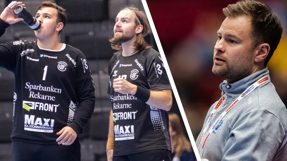 Daniel Freyr Andrésson (i mitten) lämnar Guif efter den här säsongen. Det innebär att Guifs sportchef Kristján Andrésson måste ge sig ut på målvaktsjakt som komplement till Marko Roganovic (längst till vänster) och Sebastian Westerlund.
