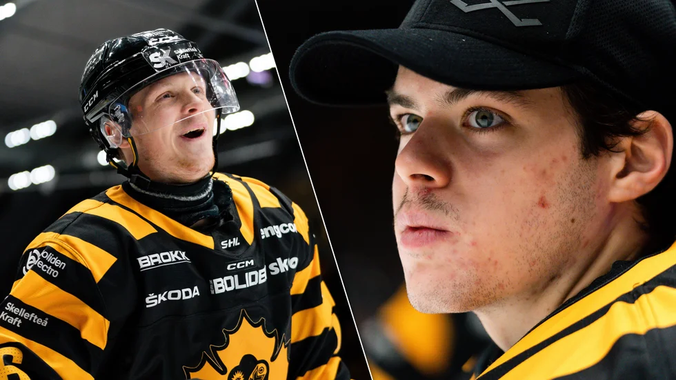 Linus Lindström, till vänster, och Strauss Mann är nominerade till Veckans mål respektive Veckans räddning i SHL.