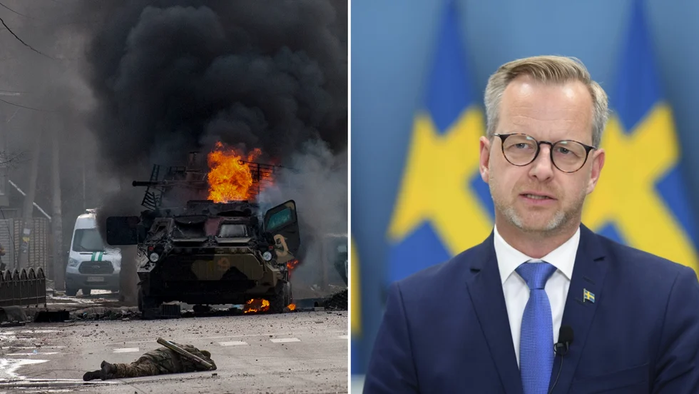 Finansminister Mikael Damberg (S) håller presskonferens om möjliga ekonomiska konsekvenser för Sverige efter Rysslands invasion av Ukraina.