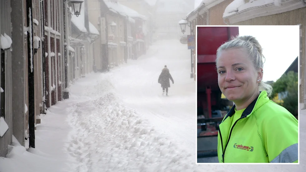 "De borde hunnit få bort snön innan det blev kallt. Det är himla synd för nu går det inte att få bort och det ska vara kallt hela veckan", säger Daniella Johansson som menar att snörojningen i Vimmerby inte kan jämföras med den i Södra Vi. Bilden är ett montage.