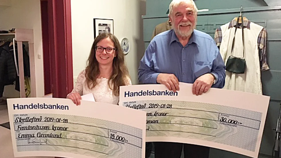 Glada John Enberg-stipendiater, Emma Granlund och Ingvar Boman.