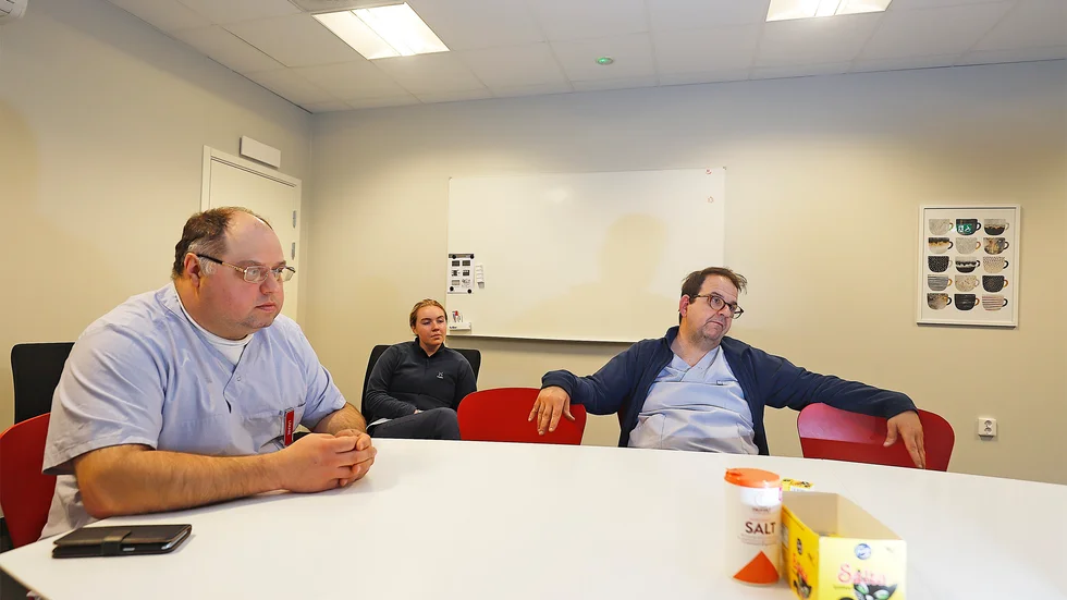 Vårdcentralen Årbys befintlige läkare Martin Pelisie, adminstratören Ida Svedman och enhetschefen Stefan Sulin.