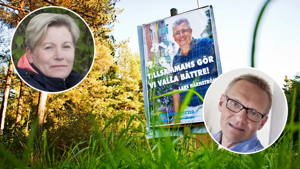 Anneli Hedberg (S) och Joha Frondelius (KD) har olika åsikter om valaffischering. 
