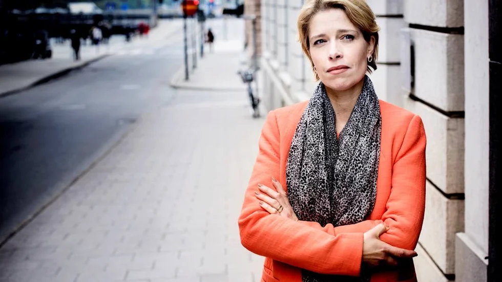 Socialminister Annika Strandhäll (S) förstamajtalar i Norrköping.