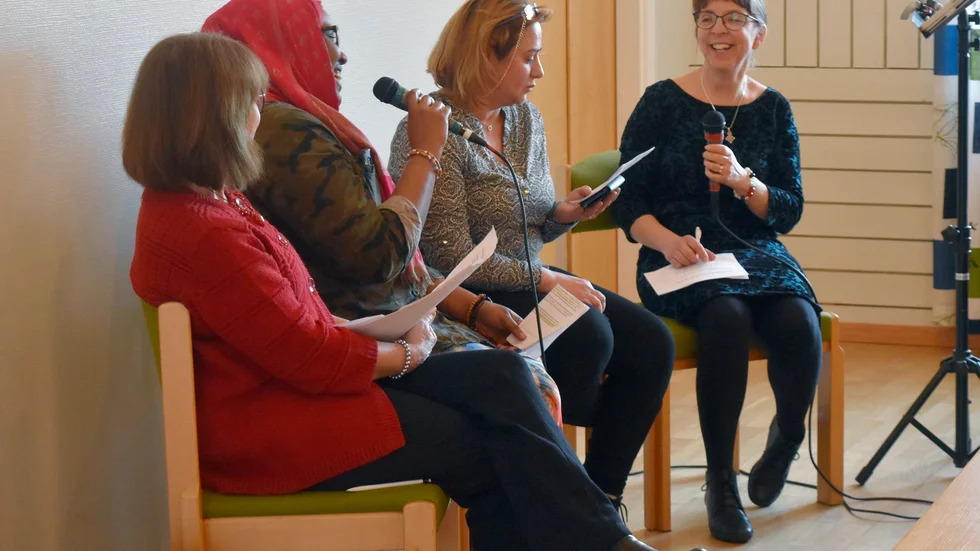 Ann-Kristin Grahn, Muhubu Aweys Ali, Salma Nabolsi och Anna-Maria Niemann Grahn samtalade om jämställdhet på den internationella kvinnodagen.