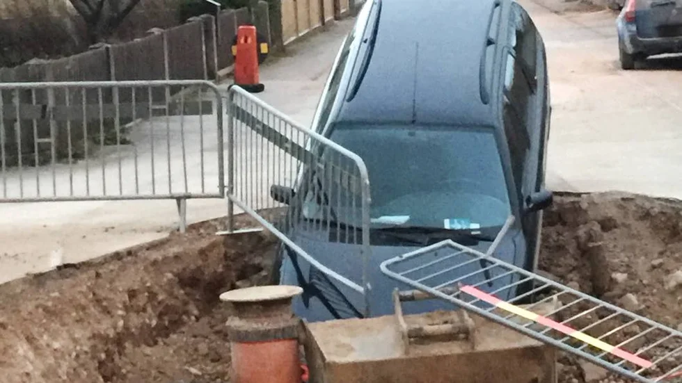 Bilfärden tog ett abrupt slut.