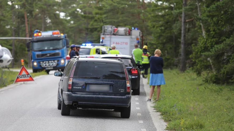 Olycksplatsen. Väg 556 mellan Gammelgarn och Ardre.