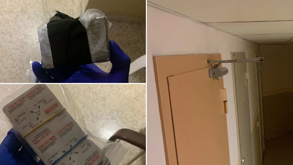 När polisen lyfte på en takplatta där trappan i ett hyreshus ansluter till källaren hittades en narkotikagömma. En 41-årig man misstänks för innehav och försäljning av droger. 
