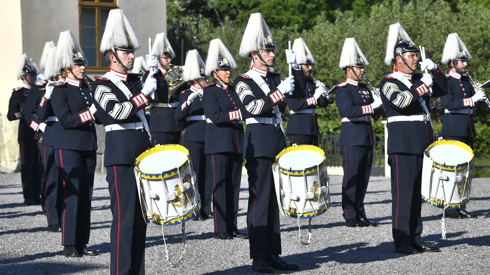 Vaktparaden på Skansen under det traditionsenliga nationaldagsfirandet 2021.