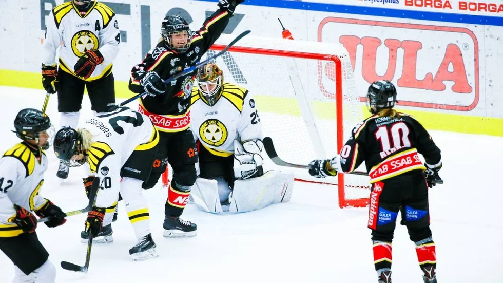 Måljubel. Det dröjde ett bra tag in i matchen innan Luleå Hockey/MSSK fick jubla.