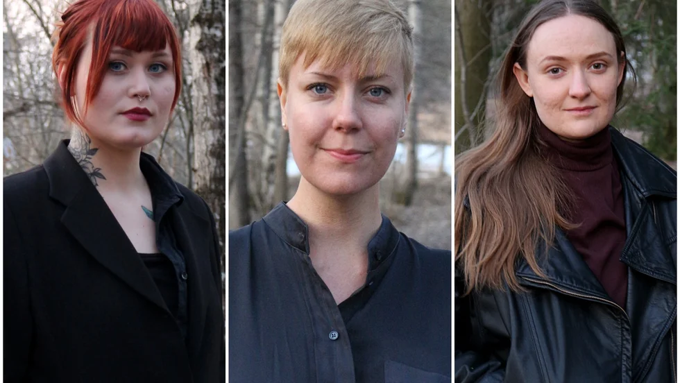 Hanna Melin, Stina Jansson och Lovisa Johansson, från Feministiskt initiativ. 