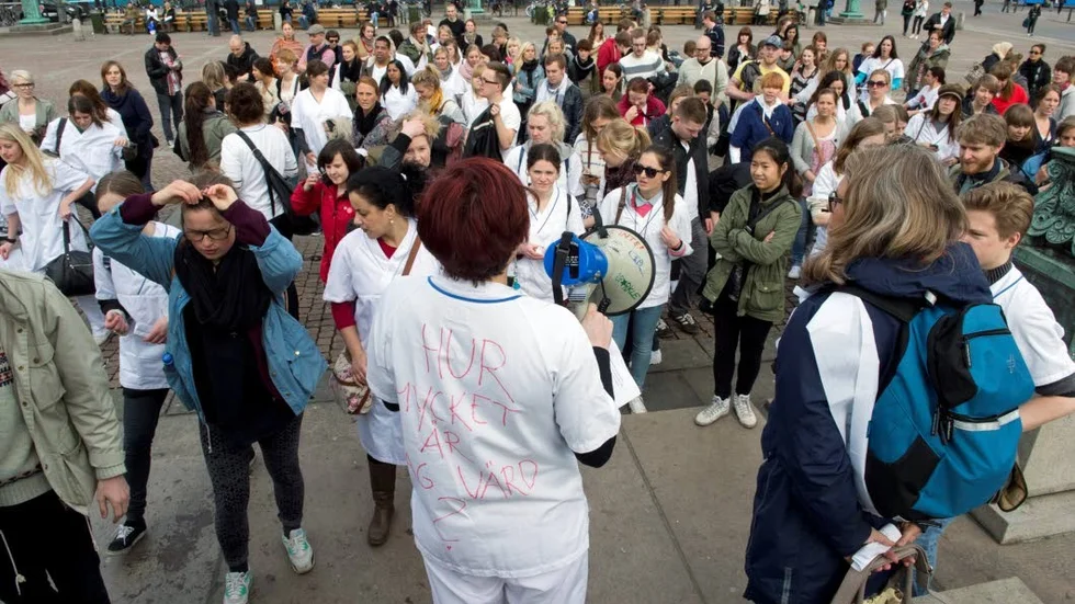 Sjuksköterskor. Demonstrerar i Göteborg.