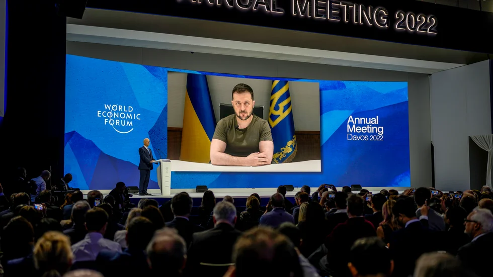 Ukrainas president Volodymyr Zelenskyj under mötet i Davos.