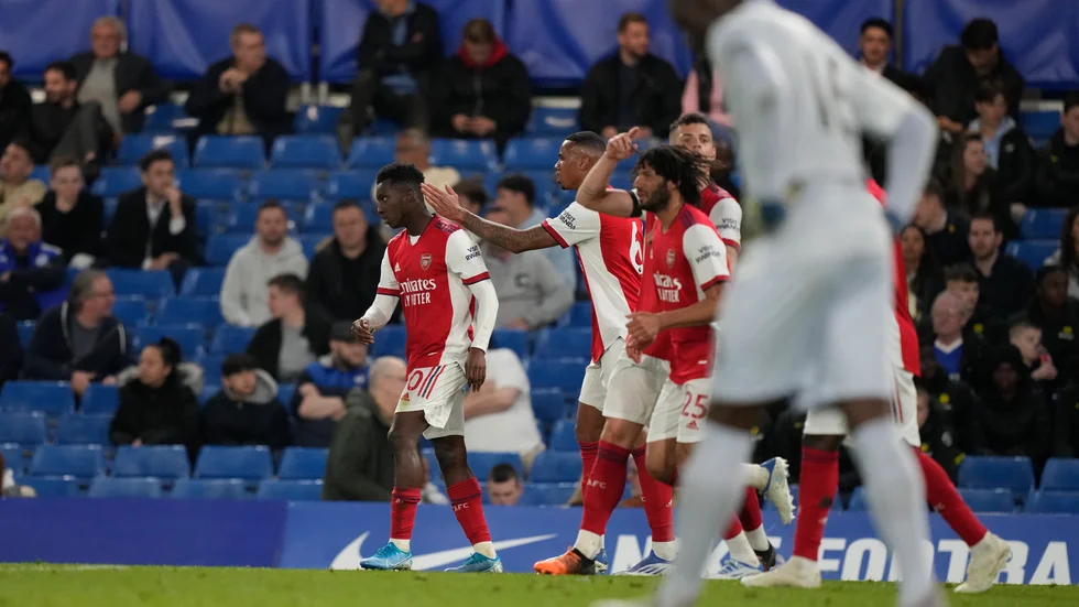 Arsenals Eddie Nketiah avgjorde derbyt mot Chelsea.