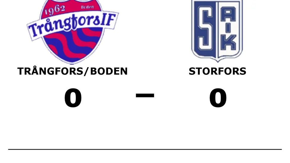 Trångfors IF Boden spelade lika mot Storfors AIK