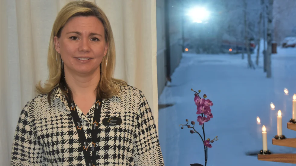 Eva Öhlund-Westerberg är fjärr-lärare i tyska vid Bokenskolan i Jokkmokk som är en av skolorna i Lapplands gymnasium.