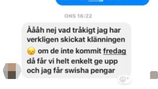 Ett utdrag från en av flera personers konversationer med kvinnan på Facebook.
