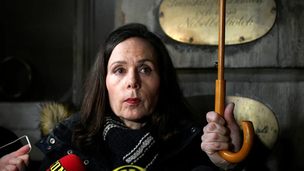 Presskonferens. Svenska Akademiens ständige sekreterare Sara Danius efter mötet på torsdagen.