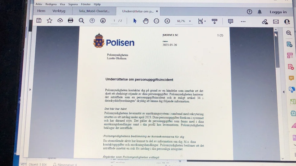 Det här är skrivelsen som polisen skickat ut: ”Du har blivit utsatt för ett brott”.