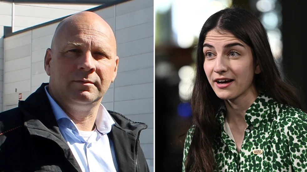 Mattias Philipsson, vd Svensk Plaståtervinning fick en kort pratstund med klimat- och miljöminister Romina Pourmokhtari (L).