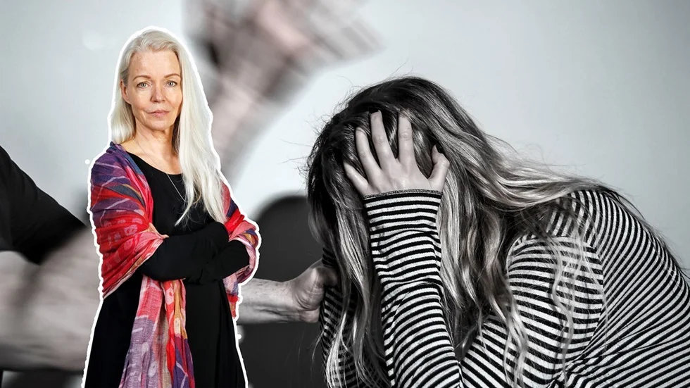 20180307 - arrangerad bild av man som slår kvinna.
Foto: anders Wiklund / TT / Kod 10040