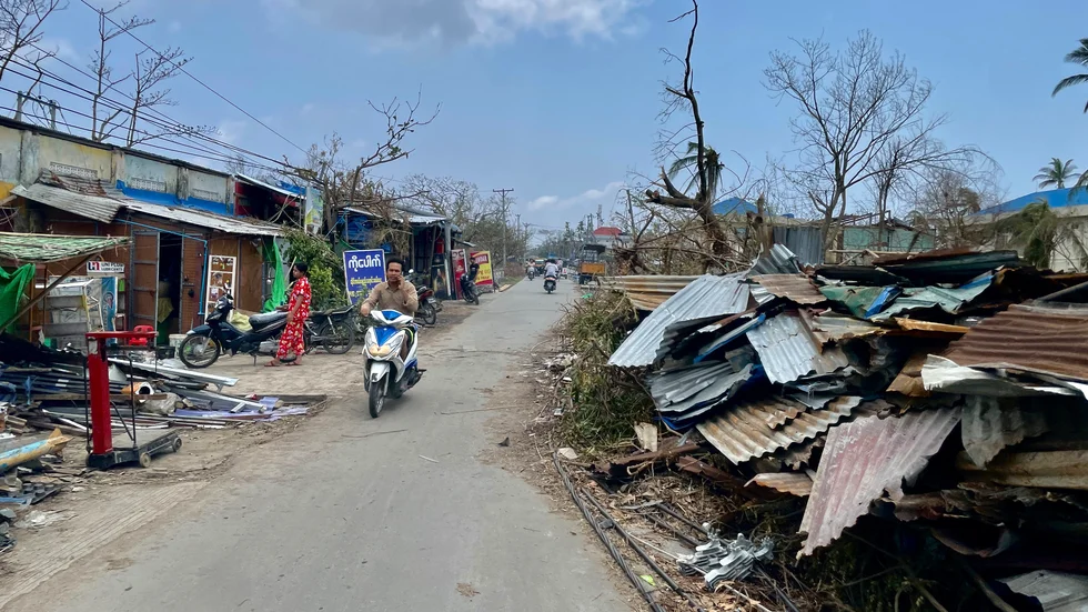Delstaten Rakhines centralort Sittwe i Myanmar är en av platserna som drabbats hårt av cyklonen Mocha. Arkivbild.