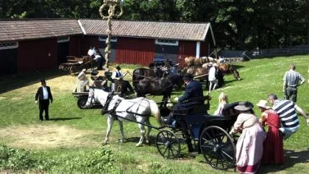 Hästarna selades av och bands i den lilla skugga som stod till buds vid kyrkstallarna intill Hallingebergs kyrka.