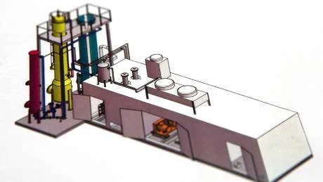 Biogasmodelll. Anläggningen för gasreningen byggs i Karlskrona och sätts upp på plats vid macken på Kopparsvik.