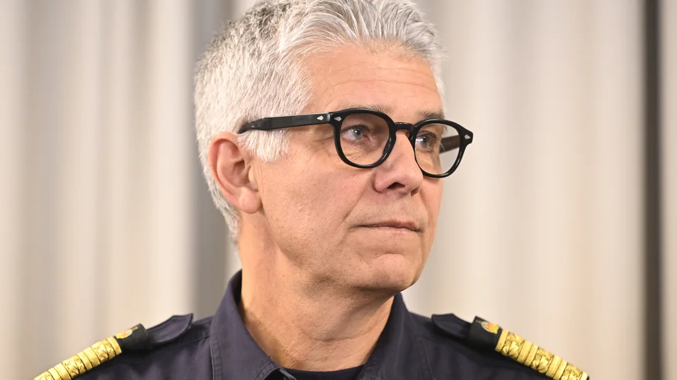 Rikspolischef Anders Thornberg informerar om gängvåldet vid en pressträff på tisdagen.
