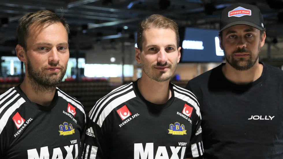 Visby IBK:s trotjänare Jesper Eliasson, Markus Jovic och Wilmer Viinamäki. 