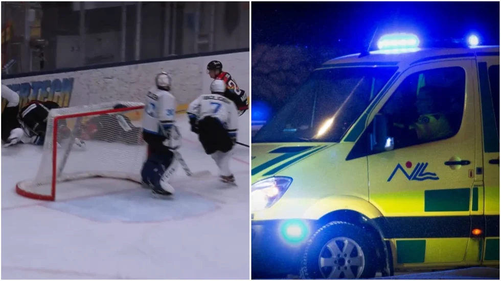 Felix Fjällkeborn blev liggande länge efter den våldsamma tacklingen av Sebastian Palukka.