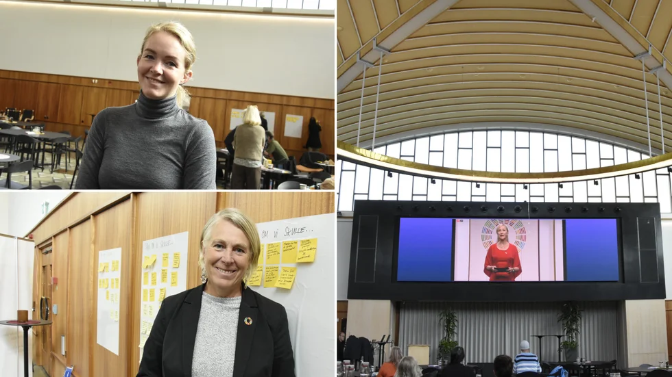 Klimatkonferensen där bland andra Caroline Kihlman, uppe till höger, och Stina Almkvist under henne deltog i Vetenskapens hus.