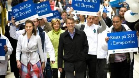 Ella Bohlin och partiledaren Göran Hägglund (KD). Foto: Scanpix