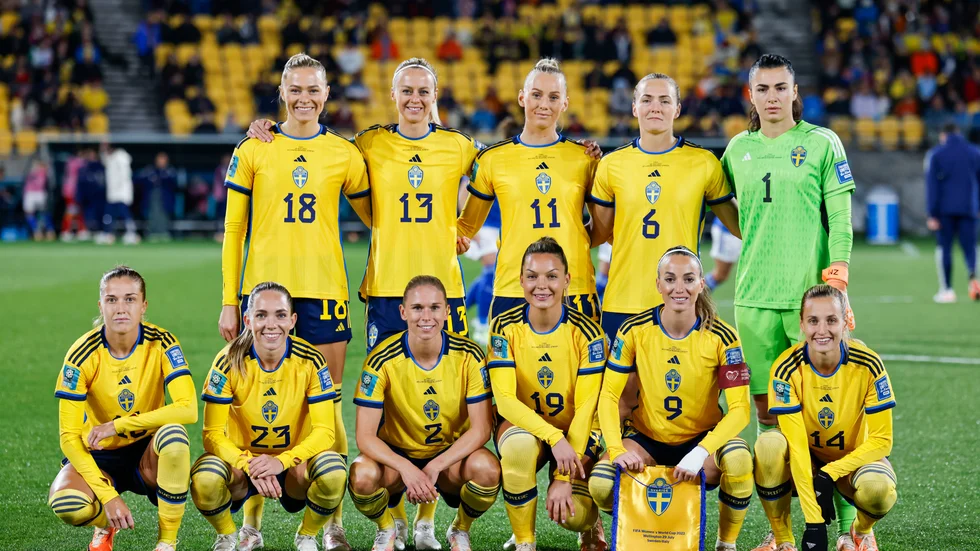 Sveriges startelva i åttondelsfinalen mot USA i fotbolls-VM. Samma elva som startade de två inledande gruppspelsmatcherna.