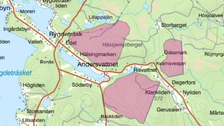 Den här områdena vid Bygdeträsk är aktuella för vindkraft enligt ansökan från Stenfors Vind AB.