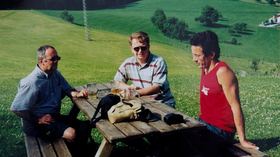 Walter, Lars-Gunnar och Walters bror Klaus i omgivningarna av Walters hemstad Waidhofen a.d. Ybbs i Österrike 2003.