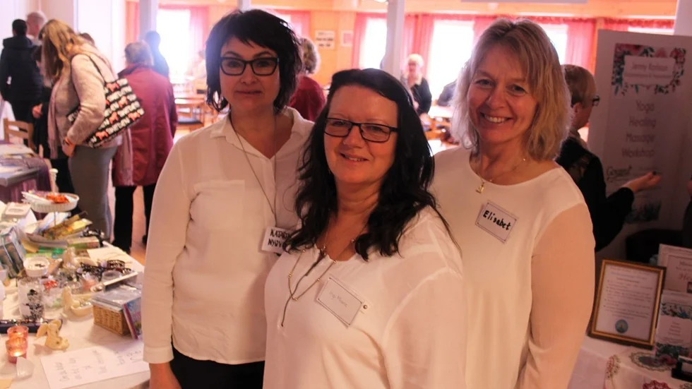 Katarina Nyqvist, Ing-Marie Sandjäger och Elisabet Carlsson var nöjda med må gott-mässan. ”Vi kör nästa år igen”.