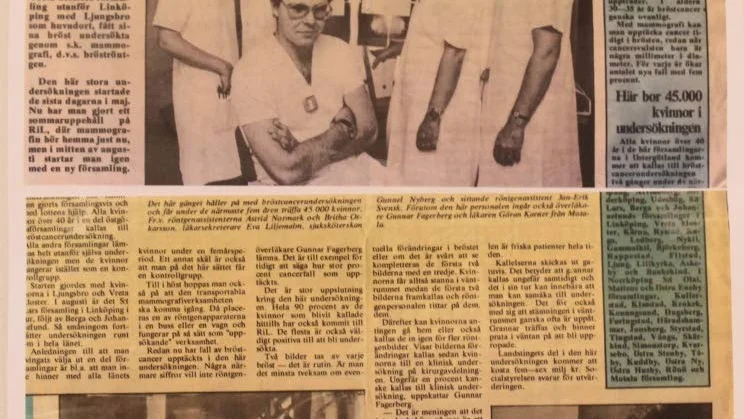Teamet som drog i gång mammografiscreeningen i Östergötland, andra från höger ses Gunnel Nyberg som också gästade 40-årsjubileet.
