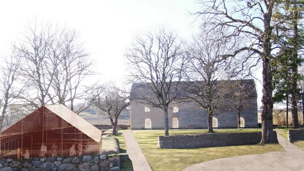 Nytt besökscentrum. Inne i det som kallas kung Inges rådsal, alldeles vid ingpngen till området, presenteras den övergripande historien.