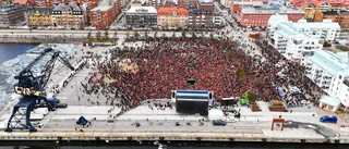 Se guldfesten i Södra hamn från luften