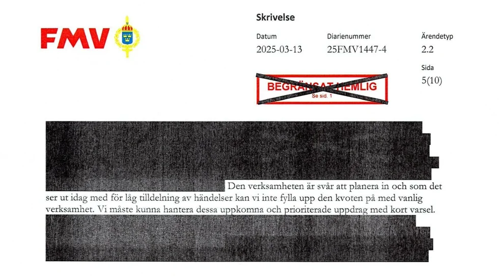2025 Remiss från Försvarets materielverk (FMV) rörande utökning av skjutningar i Karlsborg vid Vättern.