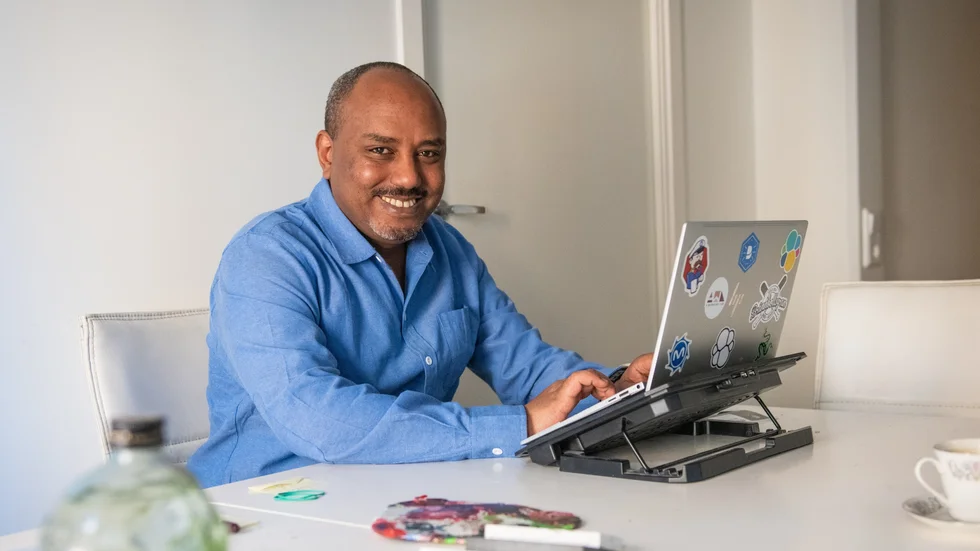 Abel Hailu Kebede is one of the finalists in Venture Cup's startup competition. The winner will be decided at the regional final in Umeå on May 14.