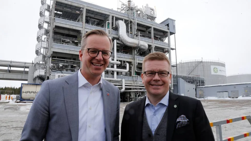 Mikael Damberg var på plats när Magnus Edin, vd för Sunpine, presenterade den nya satsningen.