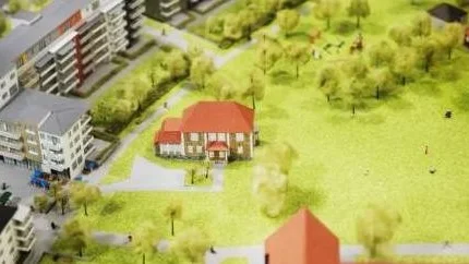 Modell över hur det är tänkt att byggas i Seminarieparken.