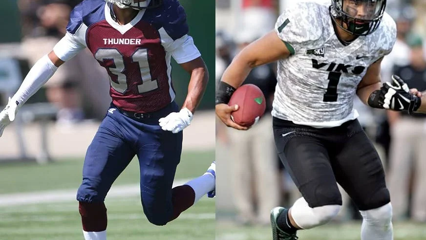Nyförvärv. Uppsala har gjort klart med två nordamerikaner: runningbacken Victor St Pierre Laviolette (tv) och quarterbacken Kieran McDonagh (th).