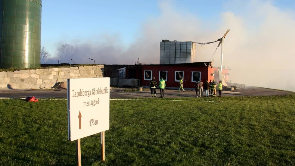 Gårdsbutiken har trots allt fortsatt öppet även om hönsstallet totalförstördes.