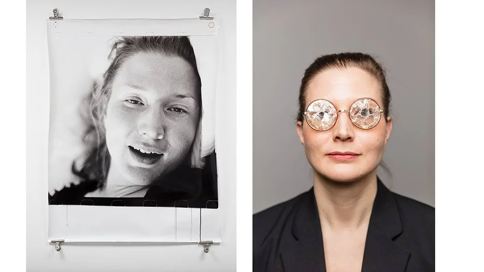"Ek-stas", silvergelatinfoto, och "Hekates glasses", båda från 2017.